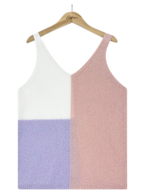 Knitted Tank Top - Knitwear Vest Tops - Sleeveless shirt - Chuzko Women Clothing