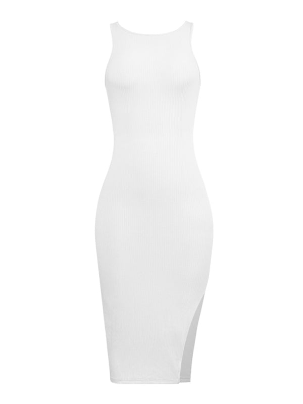 Ribbed Reversible Sleeveless Bodycon Midi Dress Dresses - Chuzko Women Clothing