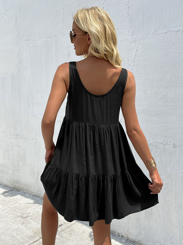 Women's Loose Sleeveless Tank Mini Dress Dresses - Chuzko Women Clothing