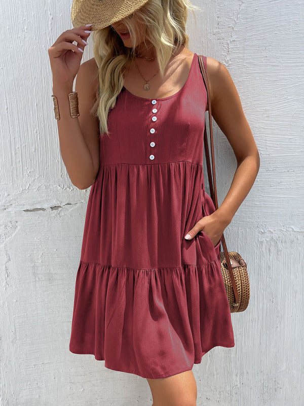 Women's Loose Sleeveless Tank Mini Dress Dresses - Chuzko Women Clothing