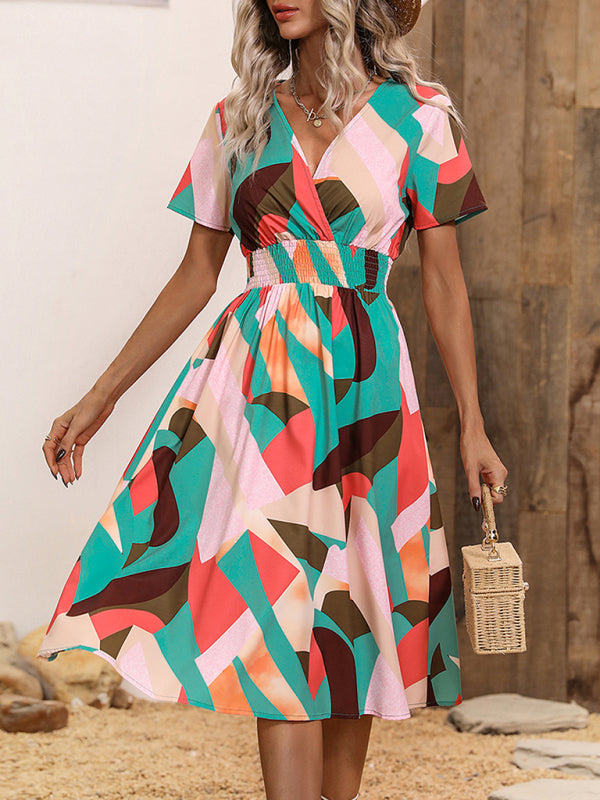 Make a Statement with Our Abstract Midi Dress - Perfect for Any Occasion! Dress - Chuzko Women Clothing