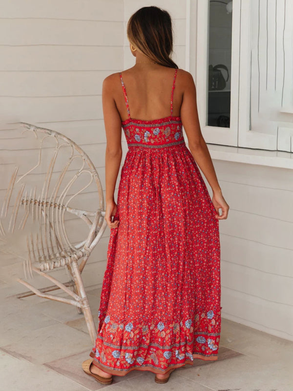 Summer Blossom Suspender Maxi Dress - Cami Dress Maxi dress - Chuzko Women Clothing