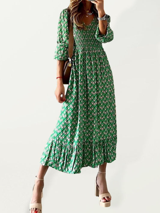 Vibrant V-Neck Springtime Maxi Dress Maxi dress - Chuzko Women Clothing