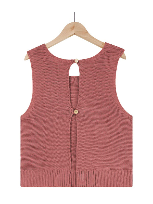 Women's Casual Knit Button Tank Top - Vest Tops - Chuzko Women Clothing
