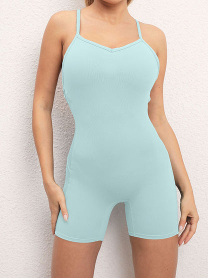 Solid Butt Lifting Thigh Romper Unitard Tight Rompers - Chuzko Women Clothing
