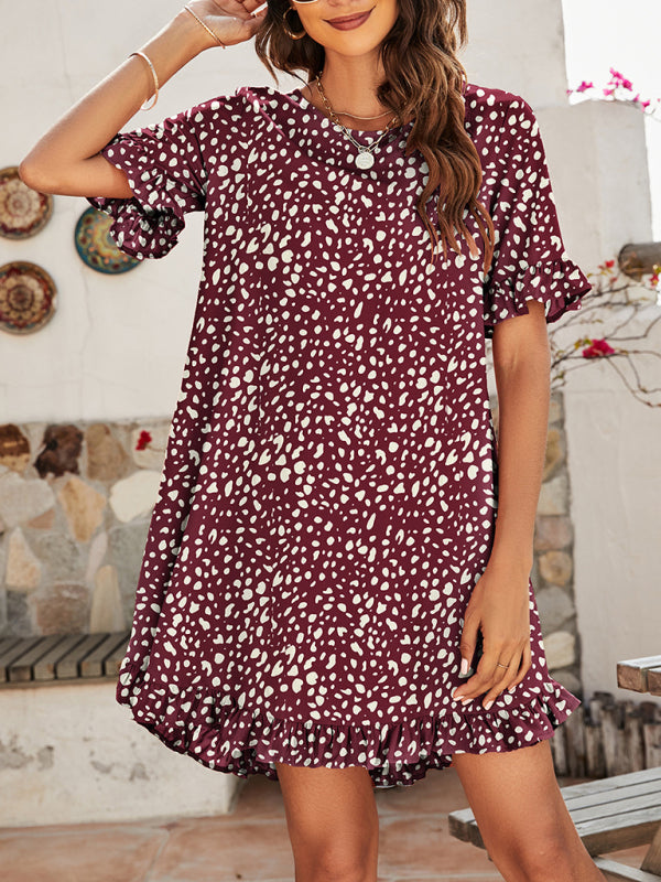 On-Trend Leopard Print Mini Dress Dress - Chuzko Women Clothing