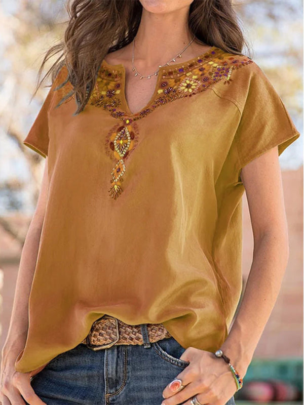 Spring and Summer Versatile Retro T-Shirt - Top Tops - Chuzko Women Clothing
