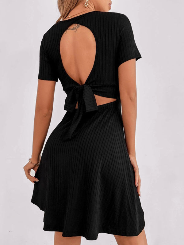 Seductive and Versatile Deep V Neck Mini Dress Dress - Chuzko Women Clothing