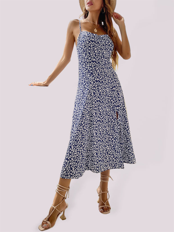 Summer Lovin': Floral Print Cami Midi Dress with High Slit Side Dress - Chuzko Women Clothing