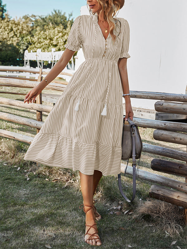 Summer with Our Chic and Stylish Tiered Midi Dress! Dress - Chuzko Women Clothing