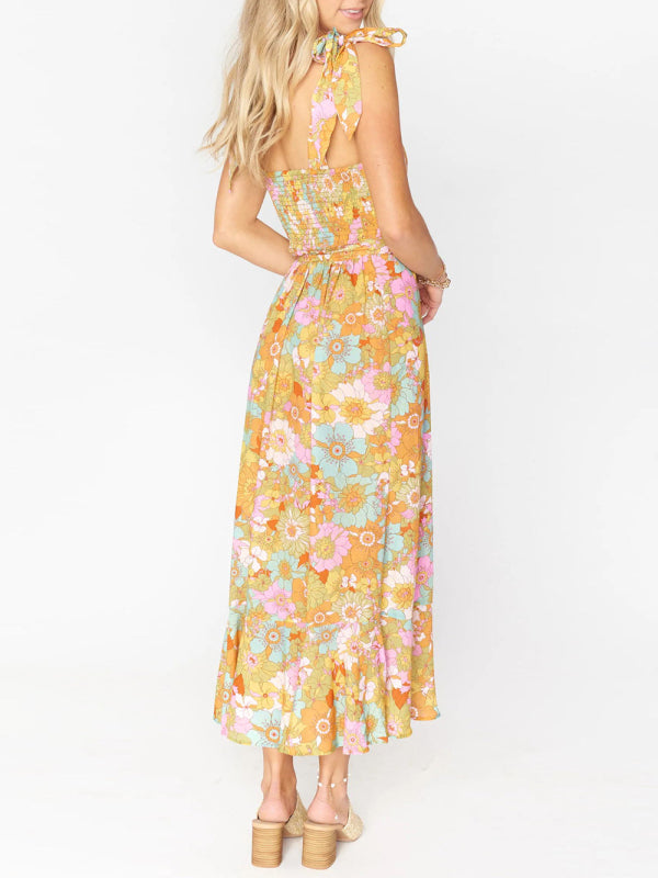 Floral Summer Cami Slit Midi Dress Dress - Chuzko Women Clothing