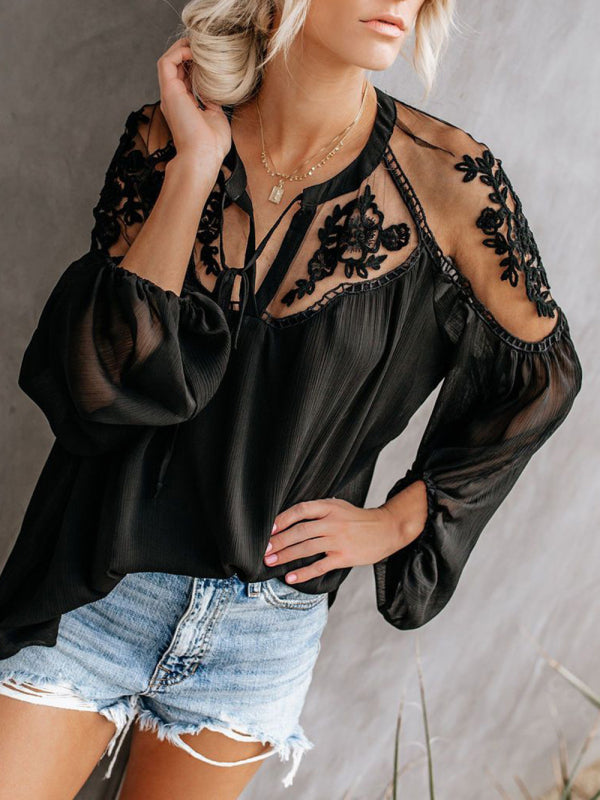 Experience effortless style with our Sexy Lace Pullover T-Shirt Blouse! Tops - Chuzko Women Clothing