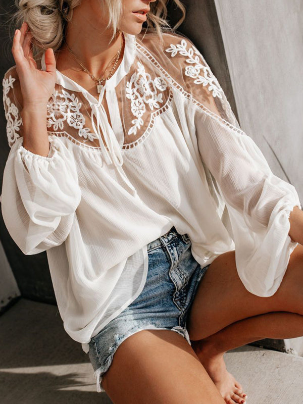 Experience effortless style with our Sexy Lace Pullover T-Shirt Blouse! Tops - Chuzko Women Clothing