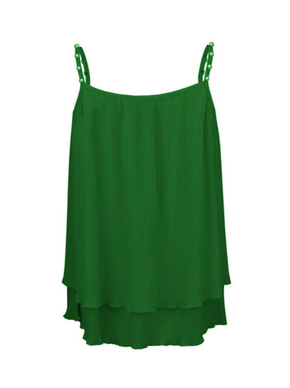 Pearl & Ruffle Sleeveless Shirt - The Ultimate Summer Tank Top! Tops - Chuzko Women Clothing