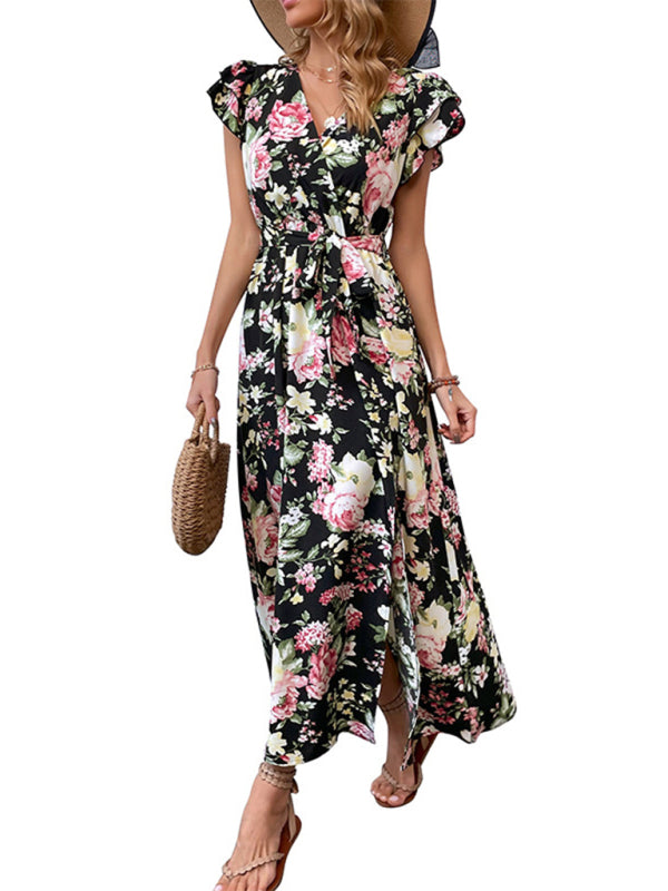 Experience comfort and style with our Ruffle Sleeve Maxi dress Dress - Chuzko Women Clothing