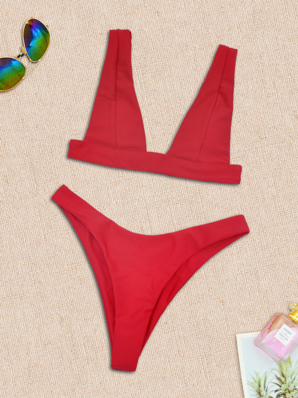 Beach Babe Bikini 2-Piece Set: The Ultimate Summer Deep V Bathing Suit Swimsuit - Chuzko Women Clothing