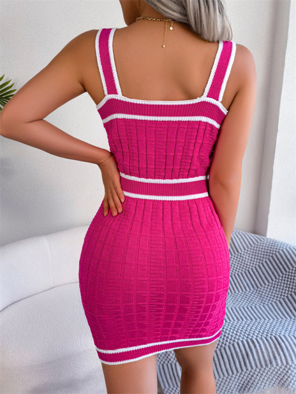 Texture Cable Bodycon Cami Mini Dress Dress - Chuzko Women Clothing
