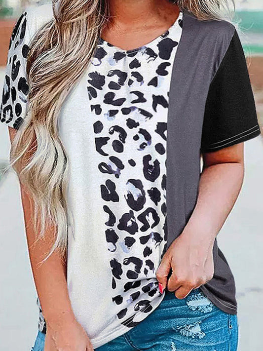 Leopard print T-Shirt Top for Women Tops - Chuzko Women Clothing