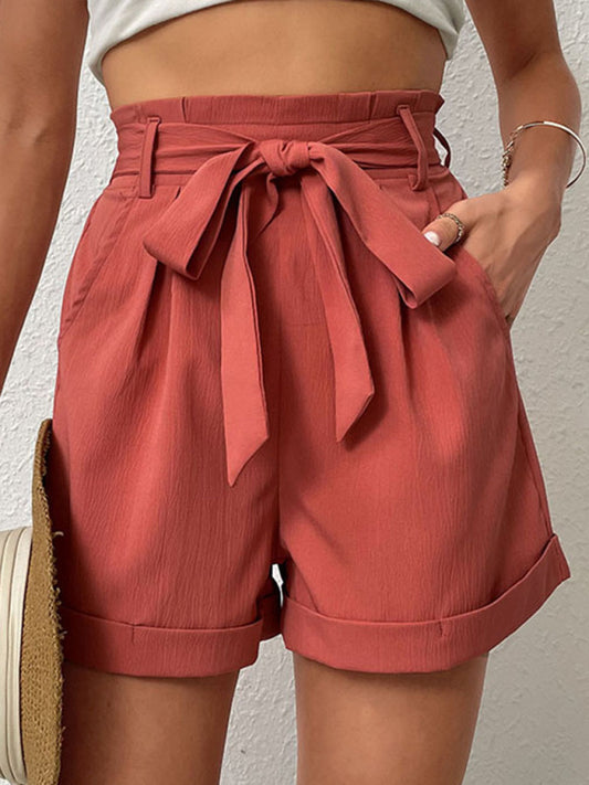 Trendy Women's Cuffed Shorts: Paperbag Waist, and Belted Shorts - Chuzko Women Clothing