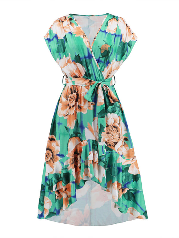 Feel the Breeze in Our Versatile and Chic Midi Wrap Dress Dress - Chuzko Women Clothing