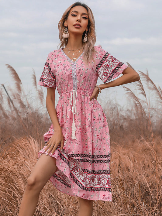Bring a Touch of Bohemian to Your Style with Our Midi Dress Dress - Chuzko Women Clothing