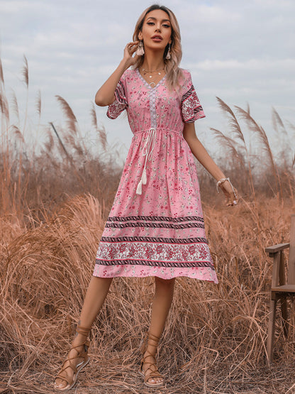 Bring a Touch of Bohemian to Your Style with Our Midi Dress Dress - Chuzko Women Clothing