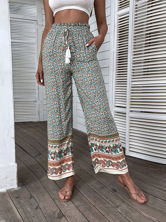 Boho Style Wide-Leg Trousers for Women - Perfect Pants for Any Occasion Pants - Chuzko Women Clothing