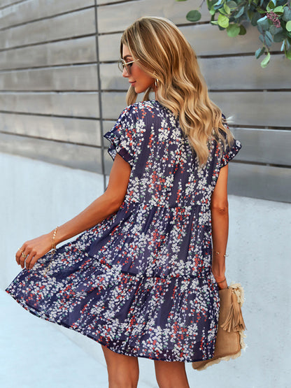 Discover Your New Favorite Dress with Our Floral Tiered Mini Dress Dress - Chuzko Women Clothing