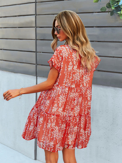 Discover Your New Favorite Dress with Our Floral Tiered Mini Dress Dress - Chuzko Women Clothing