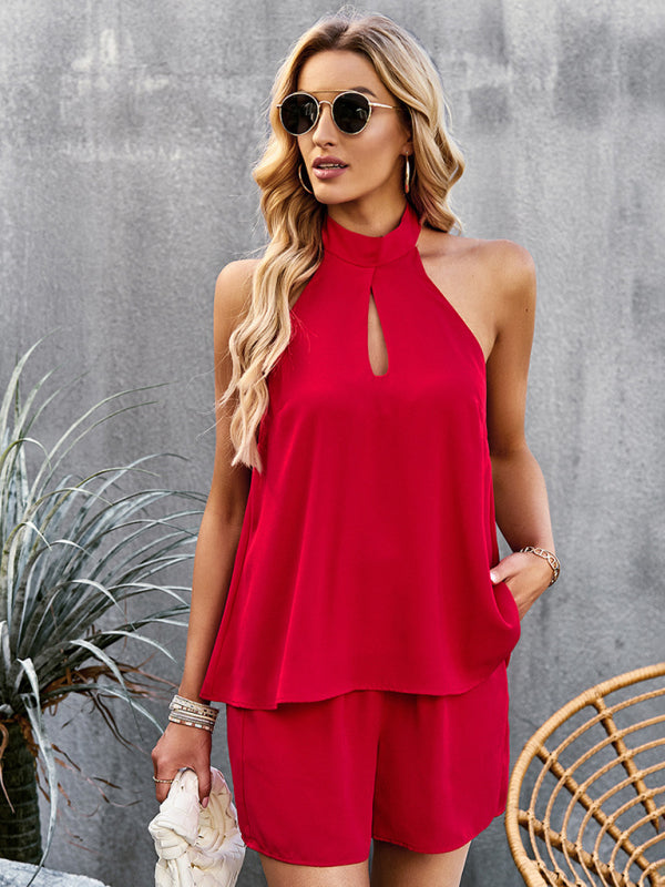 Be Ready for Anything with Our Versatile Alluring Halter Top and Shorts Suit Suit ( Short and Cami Top) - Chuzko Women Clothing