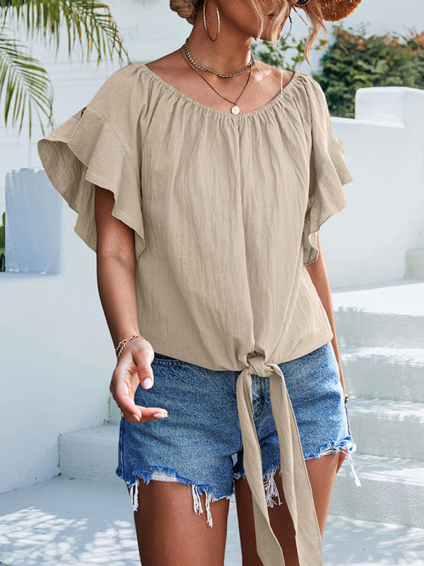 Flirty and Fun Boat Neck Blouse for Your Spring-Summer Trendy Look Top - Chuzko Women Clothing