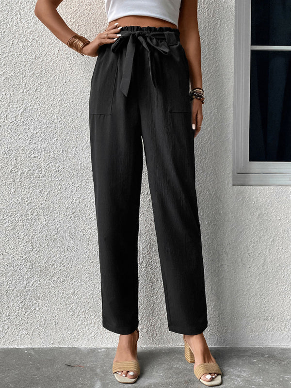 Boho Style with Our Paperbag Waist Trousers Pants Trousers - Chuzko Women Clothing