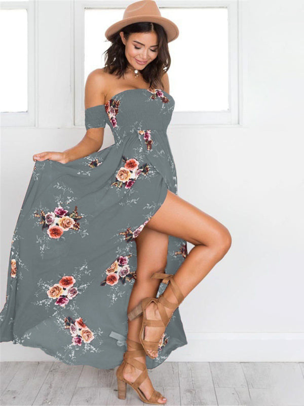 Bloom with beauty in our Floral Off-Shoulder Maxi Dress Dress - Chuzko Women Clothing