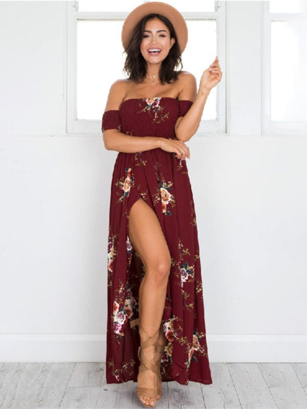 Bloom with beauty in our Floral Off-Shoulder Maxi Dress Dress - Chuzko Women Clothing