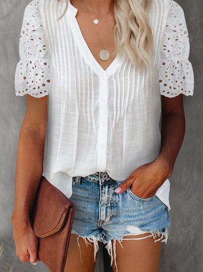 Elevate Your Leisure Look with Our Women's Cotton Blouse Tops - Chuzko Women Clothing
