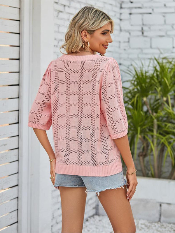 Knitted Sweater Blouse - Perfect Top for Any Occasion Tops - Chuzko Women Clothing