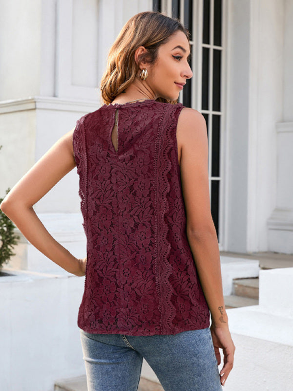Women's Casual Lace Sleeveless Cami Vest for Women Top - Chuzko Women Clothing