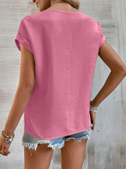 Boho Chic T-Shirt with Lace Trim for Women Top - Chuzko Women Clothing