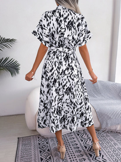 Unleash Your Inner Wild with Our Leopard Print Midi Shirt Dress Midi Dress - Chuzko Women Clothing