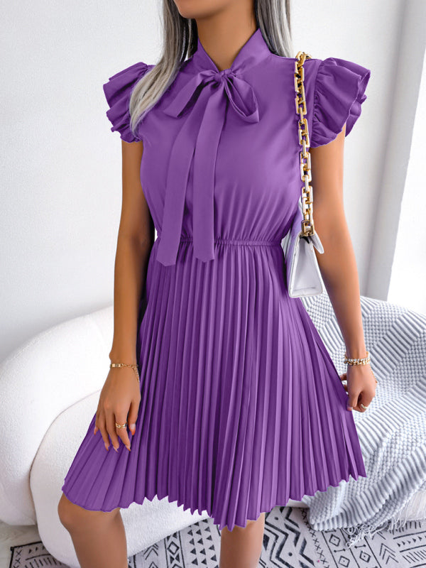 Experience the Comfort and Style of our Pleated Mini Dress - Order Now! Dress - Chuzko Women Clothing