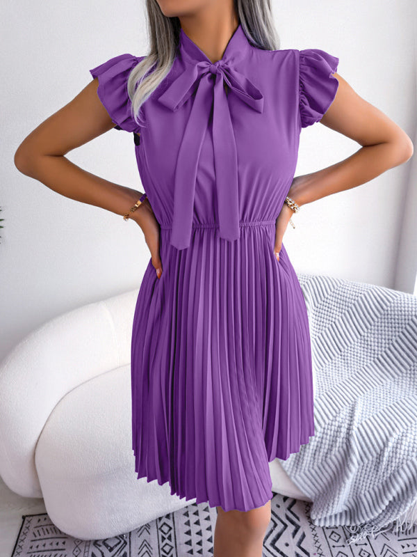 Experience the Comfort and Style of our Pleated Mini Dress - Order Now! Dress - Chuzko Women Clothing