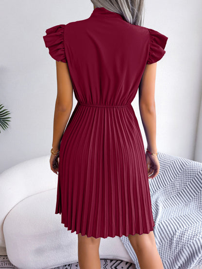 Experience the Comfort and Style of our Pleated Mini Dress - Order Now! Dress - Chuzko Women Clothing