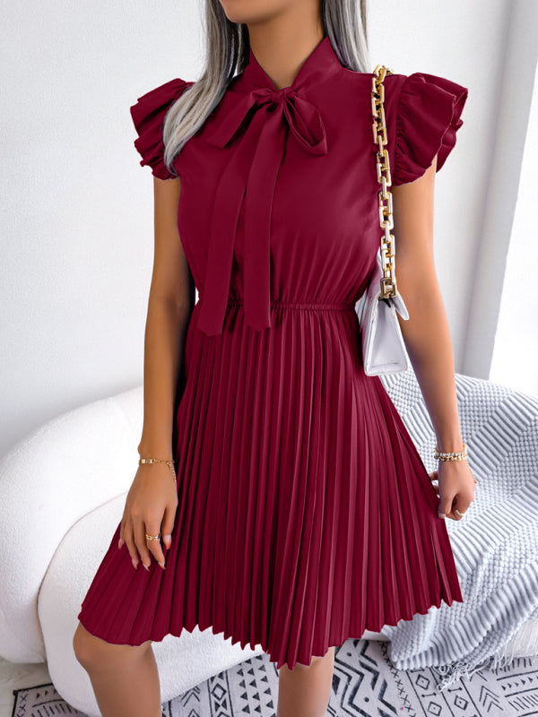 Experience the Comfort and Style of our Pleated Mini Dress - Order Now! Dress - Chuzko Women Clothing