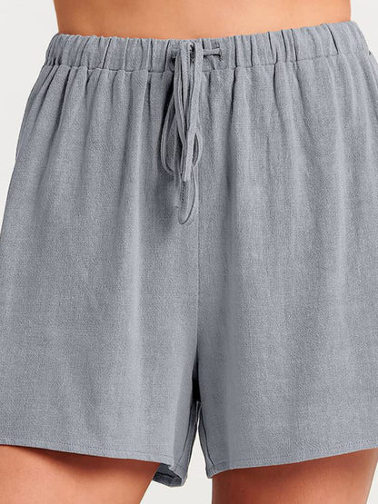 Cotton-Linen 2-Piece Set for Women - Tank Top and Shorts Casual Set ( Tank Top+ Shorts) - Chuzko Women Clothing