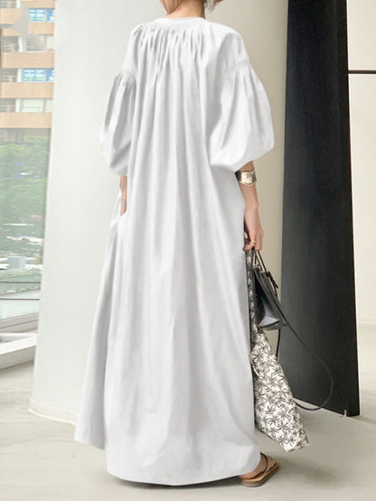 Maxi Tunic Dress for Women - Japanese Design, Oversized Fit, and Cotton Fabric Dress - Chuzko Women Clothing