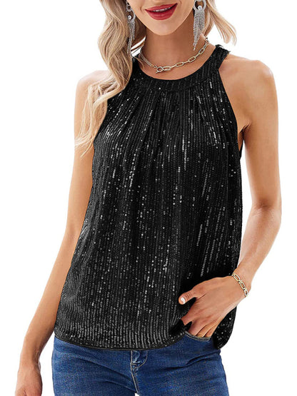 Sequined Boho Tank Top - Perfect for Any Occasion! Top - Chuzko Women Clothing