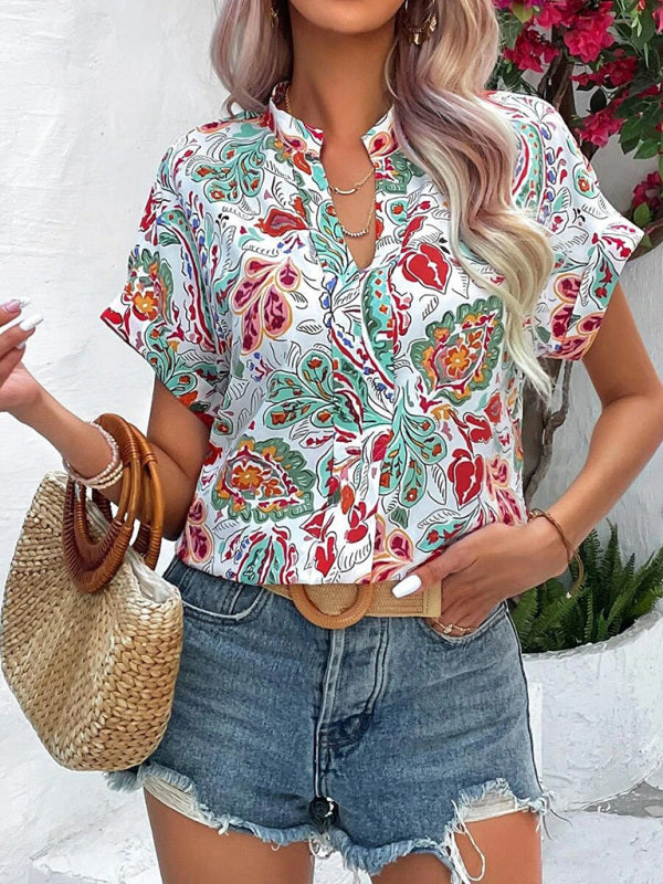 Women's Floral Print T-shirt - A Perfect Casual Top for Any Occasion Top - Chuzko Women Clothing