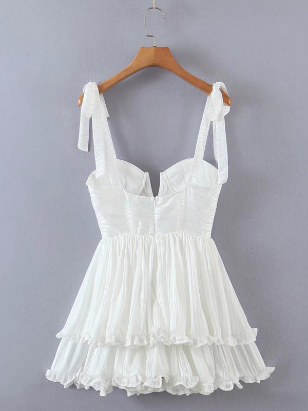 Summer Bustier A-Line Layered Cami Mini Dress Mini Dress - Chuzko Women Clothing