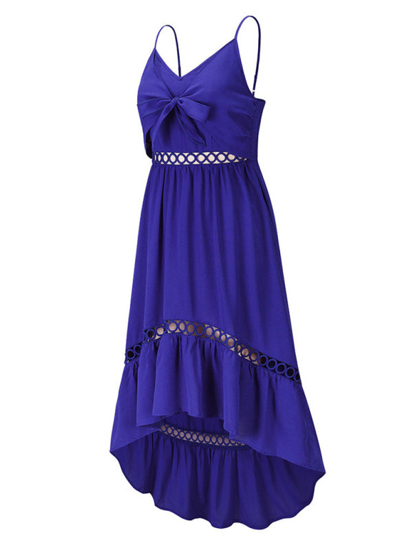 Boho Women's Cami Maxi Dress with Thin Straps and High-Low Design Dress - Chuzko Women Clothing