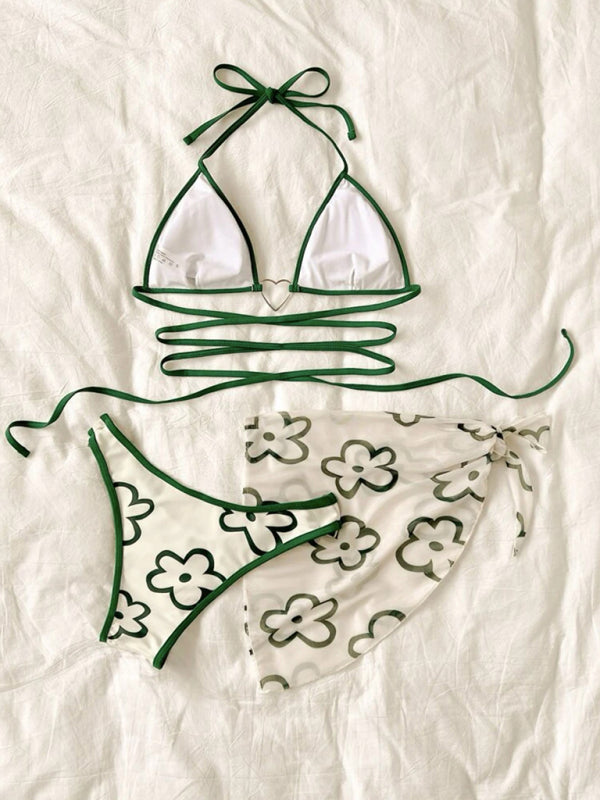 Floral Print 3 Piece Bikini Set: The Perfect Swimwear for a Stylish Summer Bikini Set - Chuzko Women Clothing